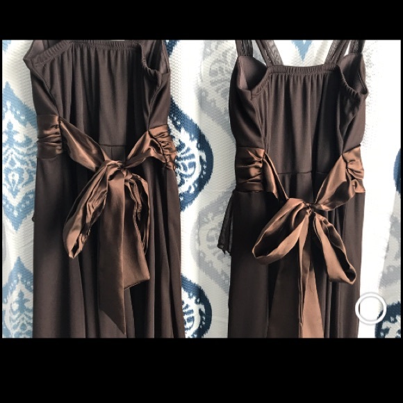 Silk Brown Bridesmaid Dresses - Picture 5 of 6